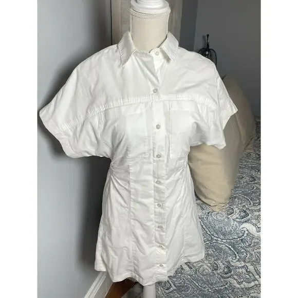 Abercrombie & Fitch White Shirt Dress XS Petite Button Front Casual - Picture 2 of 7